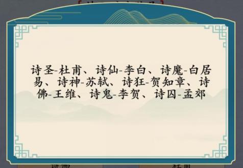 汉字神操作诗人对应称号 汉字神操作诗人对应称号答案是什么